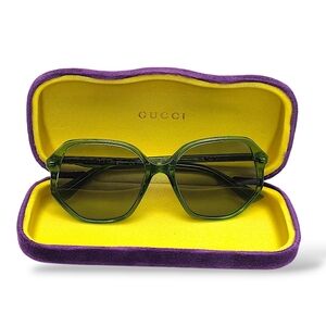 Gucci Green Sunglasses with Purple and Yellow Case
